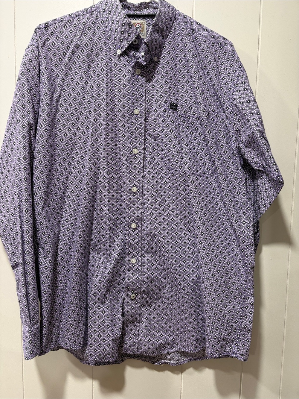 Men's Cinch Brand Purple Geometric Button-Up Shirt - Classic Long Sleeve